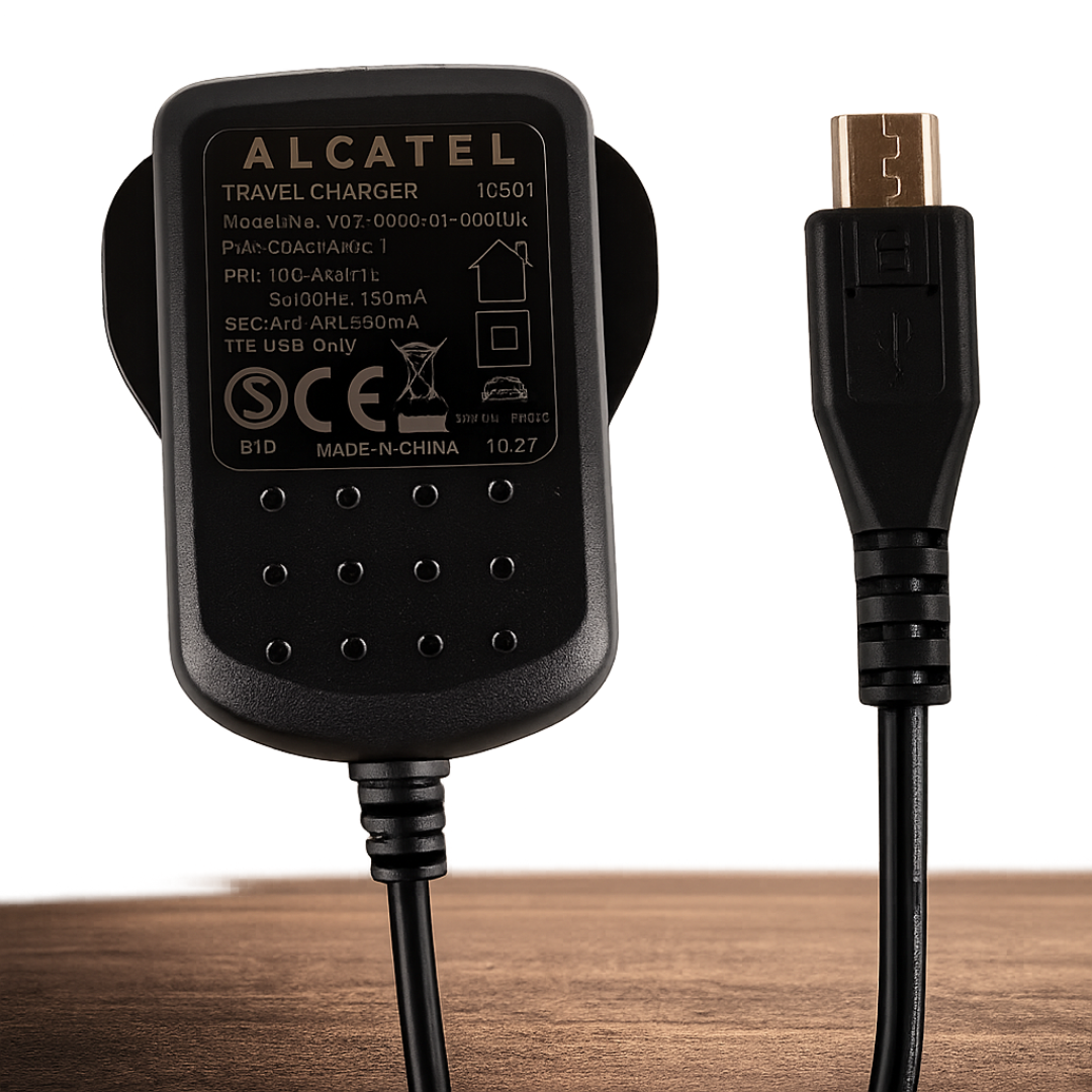 Genuine Alcatel Black 500 mAh 3 Pin Micro USB Mains Charger Suitable for Alcatel Pixi 3 ( 4.5 ), Pixi First & Pixi 4 ( 3.5 )