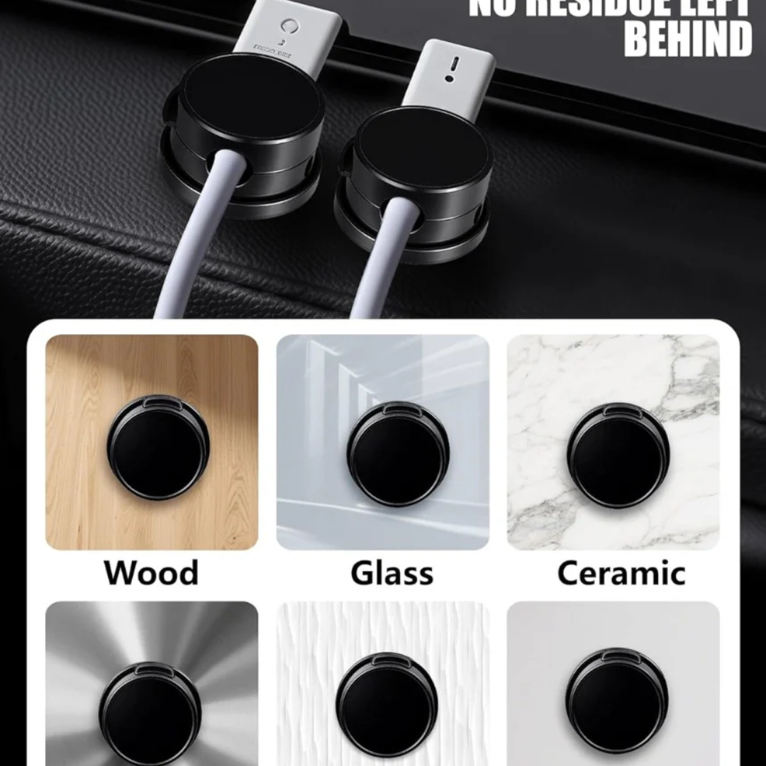 Cable Holder Clips, 9 Pack Magnetic Desk Cable Clips Management, Wire Holder Organiser, No-residue Desk Tidy, Phone Charging Cable Keeper for USB, HDMI, Wall, PC, Car, Office, Home - Black