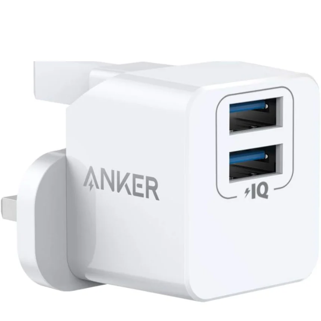 PowerPort Mini Dual Port USB Charger Compact Fast Charging Wall Adapter with 2 USB Ports for Phones, Tablets and Smart Devices