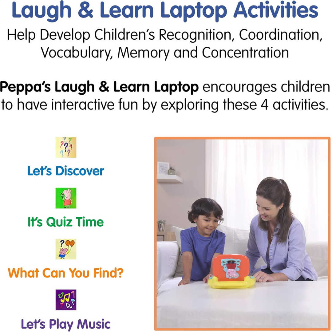 Peppa Pig PP02 Laugh & Learn Toy Laptop – Interactive Learning with Colours, Shapes, Letters & Numbers – Ages 3+