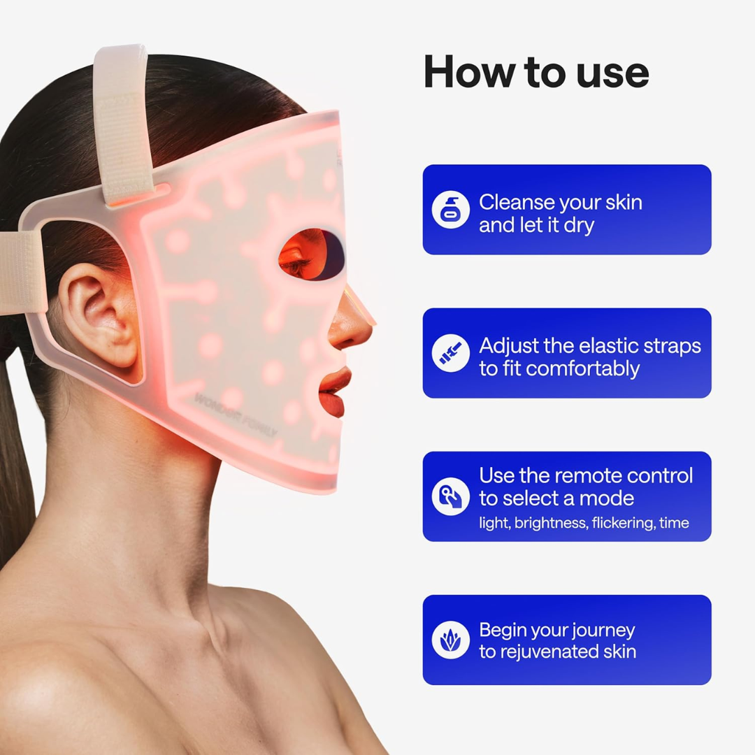 LED Light Therapy Face Mask for Acne & Wrinkles – 4 Colors Photon Skin Care Mask (Face & Neck)