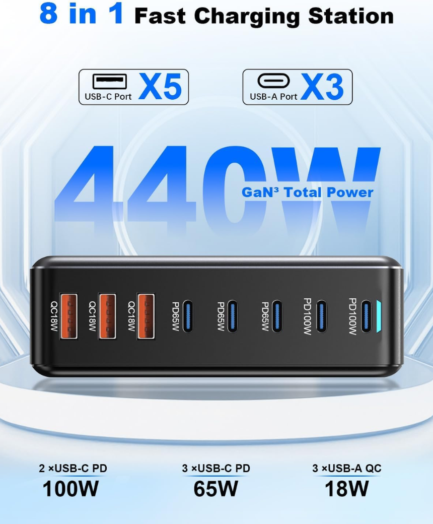 440W USB C Charger Station