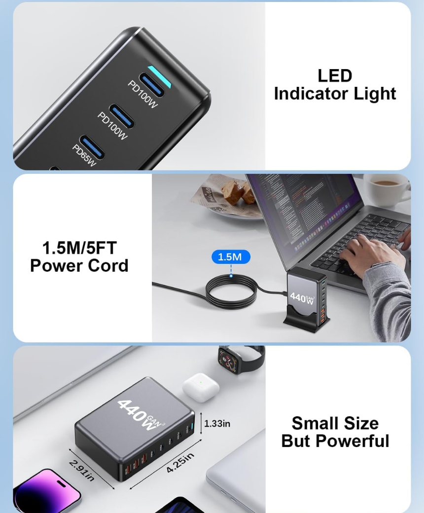 440W USB C Charger Station