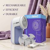 The Fuzz Buster By White Bird Rechargeable Handheld Electric Lint Remover Portable Fabric Shaver Bobble Remover De Bobble For Jumpers Sofas and Clothes With Spare Blade. No Batteries Required