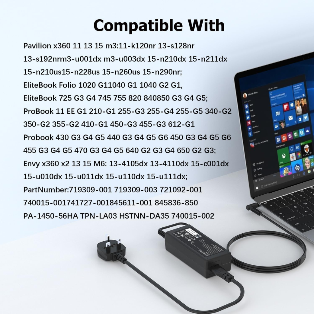 45W Laptop Charger for HP Pavilion, EliteBook & ProBook