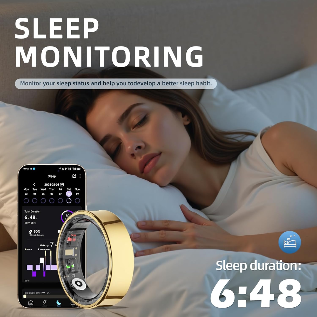 Smart Health Tracking Ring – Sleep, Heart Rate & Blood Oxygen Monitor for iOS & Android