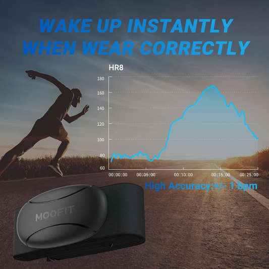 moofit HR8 Heart Rate Monitor Chest Strap – Bluetooth/ANT+ Fitness Tracker (IP67 Waterproof)
