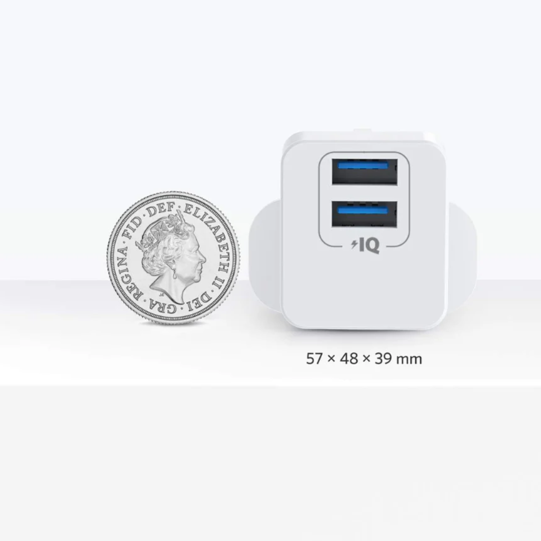 PowerPort Mini Dual Port USB Charger Compact Fast Charging Wall Adapter with 2 USB Ports for Phones, Tablets and Smart Devices