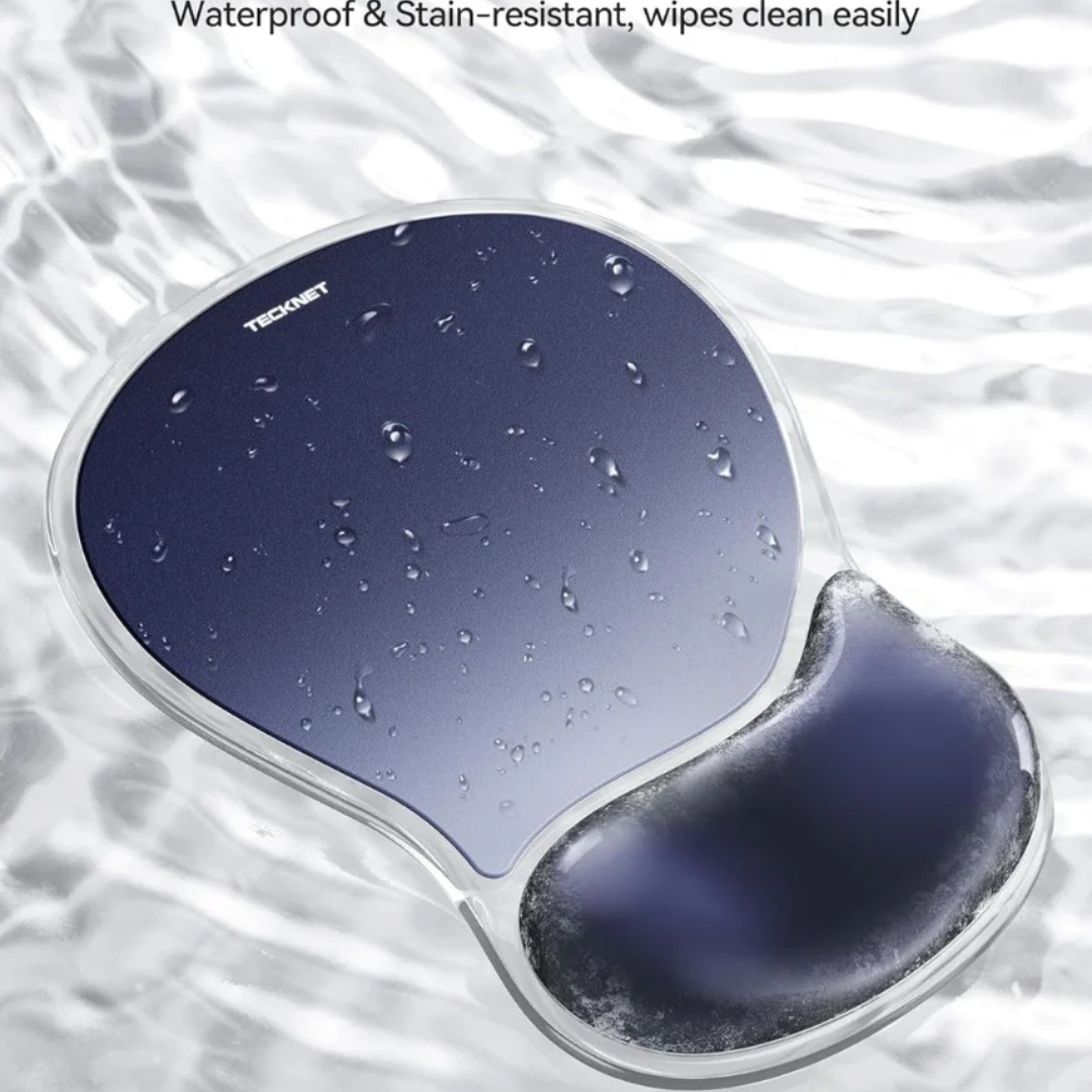 Mouse Mat Wrist Support, Ergonomic Gel Mouse Pad, Smooth PVC Surface & Non-Slip PU Base, Cooling Silicone Mousepad Wrist Rest for Computer, Laptop, Office