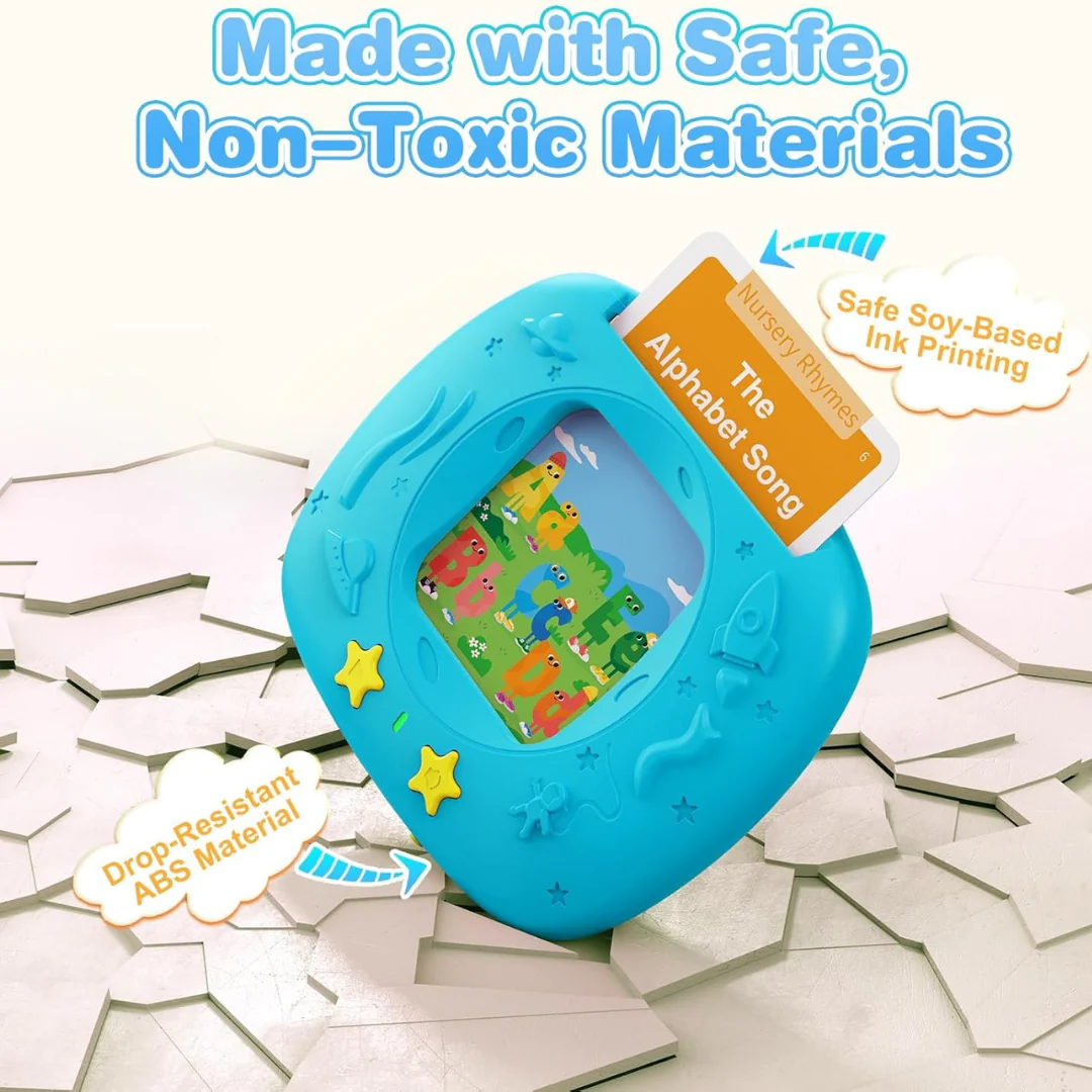 HOMESTEC Talking Flash Cards – 144 English Learning Words for Toddlers & Preschool Kids (Blue)