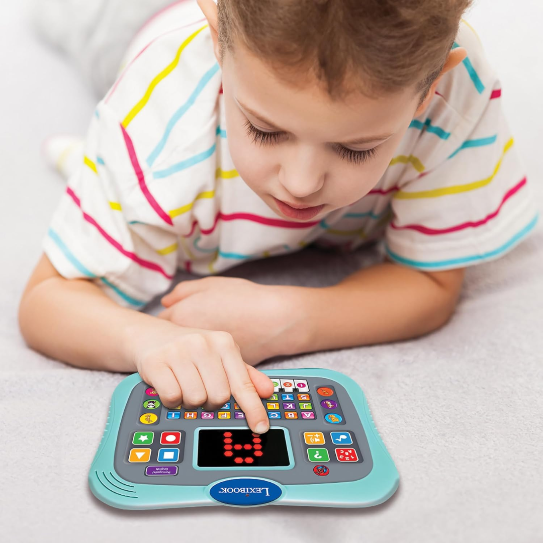 LEXIBOOK Kids Learning Tablet – Bilingual English & Portuguese – Alphabet, Numbers & Animals – Blue