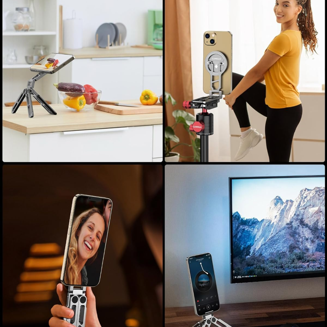 Magnetic Pocket Phone Tripod | Foldable Smartphone Holder Stand with Arca-Swiss & Cold Shoe Mount for iPhone 17/16/15/14/13/12 – Video, Vlog & Travel