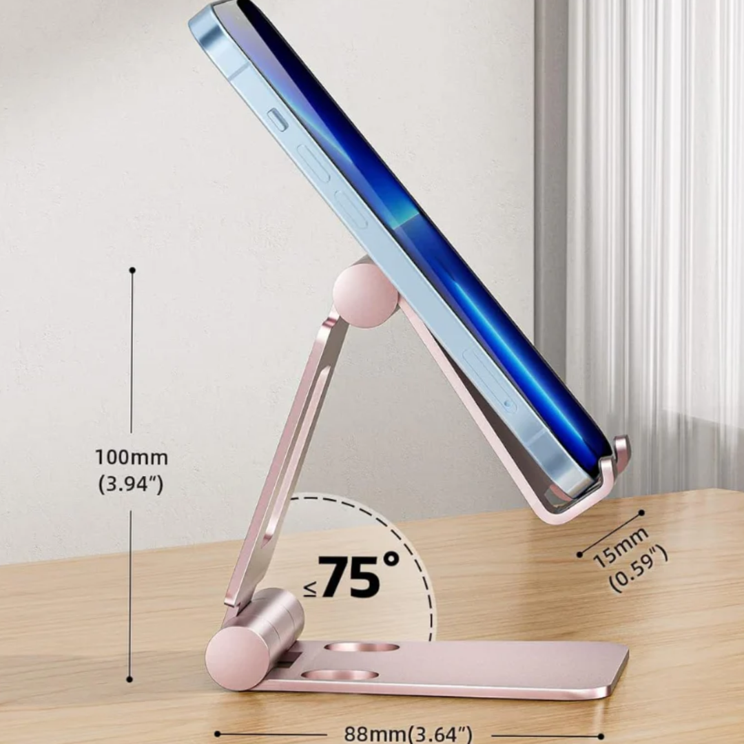 Adjustable Phone Stand for Desk, Foldable Multi-Angle Desktop Holder for Smartphones & Tablets