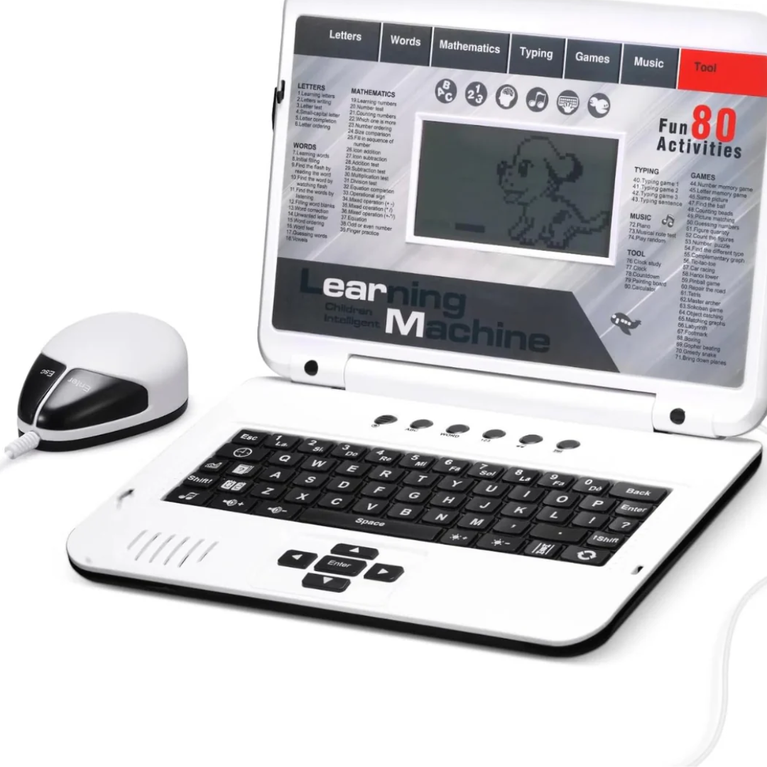 Kids Educational Laptop Toy – 80+ Activities for Learning English, Math, Games & Music – White