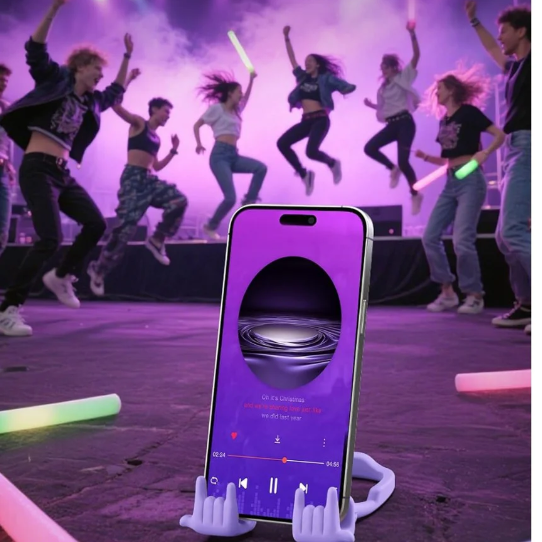 Stocking Stuffers for Teens Boys Girls Cell Phone Stand: 2 Pack Upgrade Adjustable Rock On Lazy Phone Holder for Desk Adults Men Women Gifts for Christmas Birthday Funny Cool Gadgets (Purple&Green)