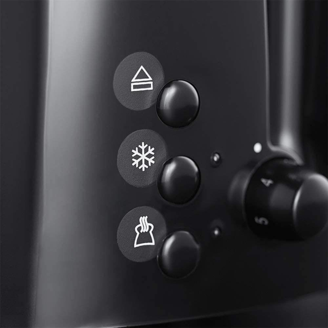 Russell Hobbs Textures 2-Slice Toaster – 6 Browning Levels, Extra Wide Slots, 850W, Black Finish