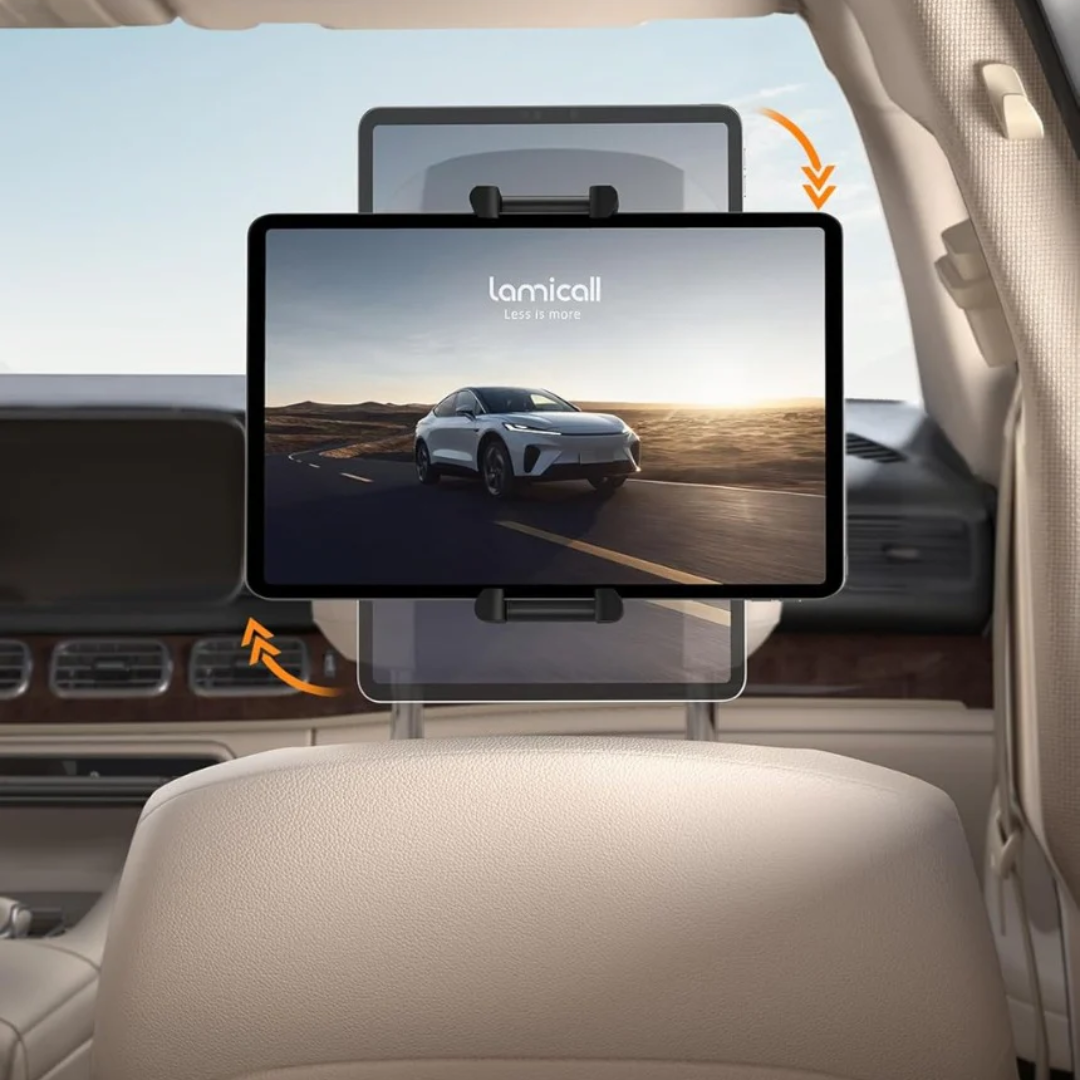 Lamicall 360° Rotating Car Tablet Holder for Kids, Foldable Backseat Headrest Mount with Silicone Wide Clip for iPad, Tablets & Smartphones 6.1-13 Inches