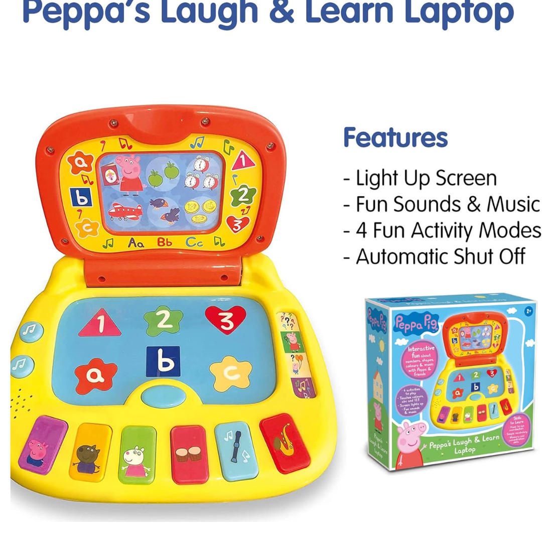 Peppa Pig PP02 Laugh & Learn Toy Laptop – Interactive Learning with Colours, Shapes, Letters & Numbers – Ages 3+