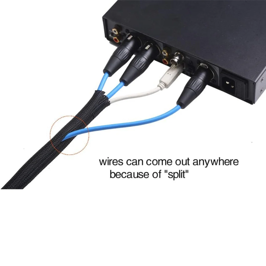 Alex Tech 10ft - 1/2 inch Cord Protector Wire Loom Tubing Cable Sleeve Split Sleeving for USB Power Cord Audio Video Cable – Protect Cat from Chewing Cords - Black