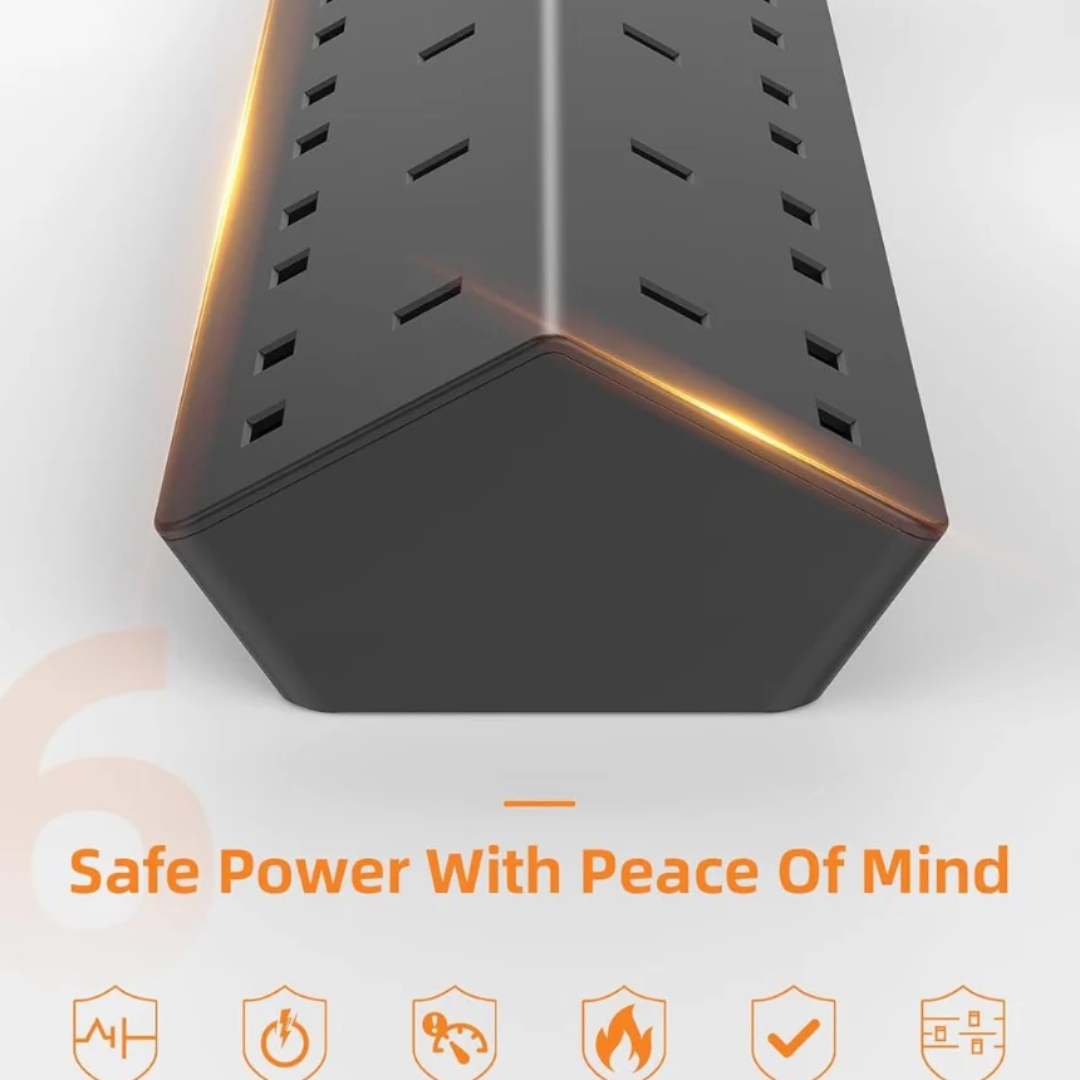 10 Way Extension Lead with USB Slots(2 USB C), ANVODE 14-IN-1 Plug Extension Socket with Switch
