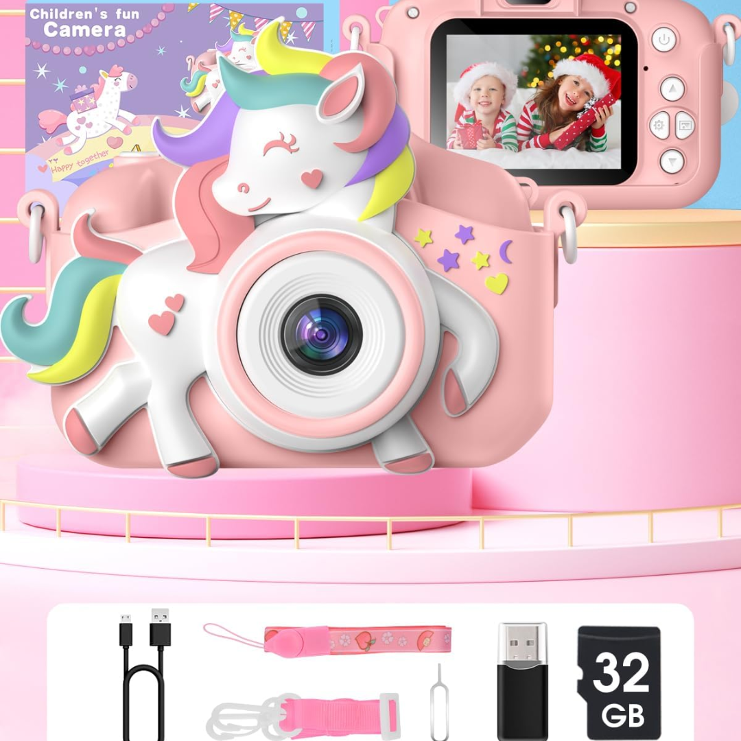 Gofunly Kids Digital Camera 1080P HD with 32GB Card – Selfie Camera Toy for Girls Ages 4–14