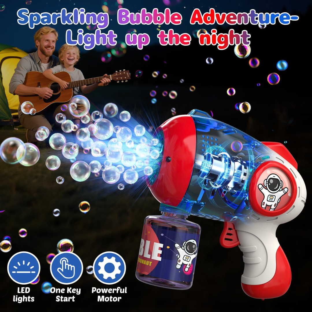 EagleStone Kids Light-Up Bubble Gun 2 Pack – Automatic Electric Bubble Machine (8-Hole) for Outdoor Play & Parties