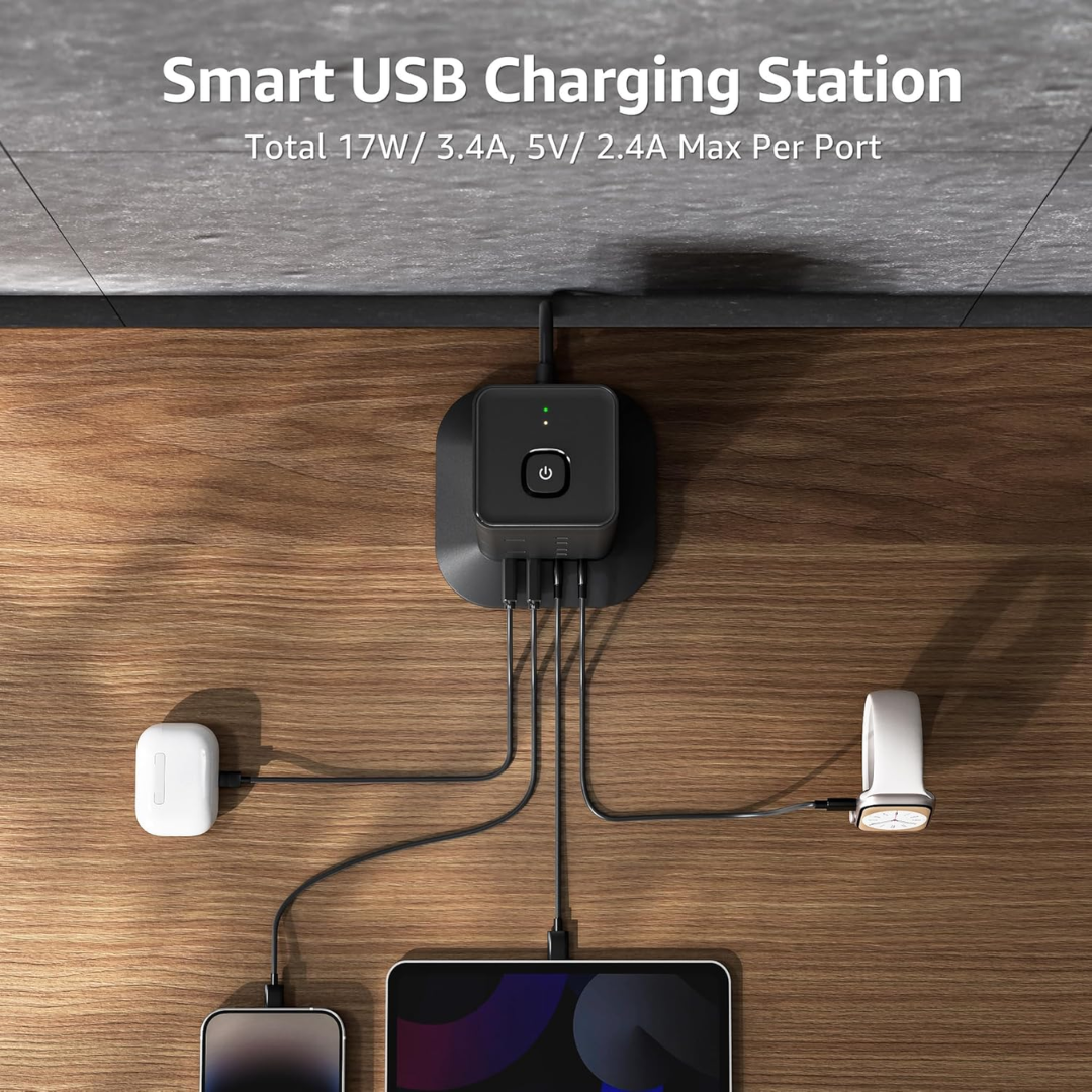 Hotimy Tower Extension Lead-8 Way Surge Protector with USB & Type-C Ports (3M)