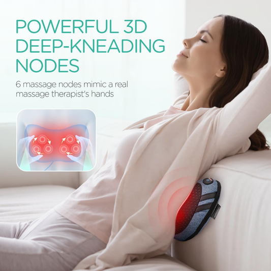 Shiatsu Neck & Back Massager with Heat – 3D Deep Tissue Massage Pillow for Home, Office & Car (Pale Blue)