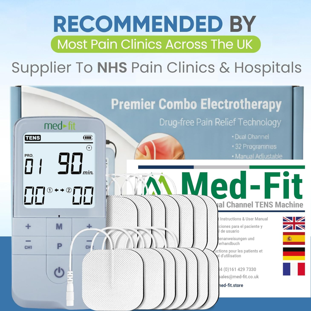 Med-Fit Digital EMS Muscle Stimulator – Electronic Muscle Toning & Pain Relief Device with 12 Programs