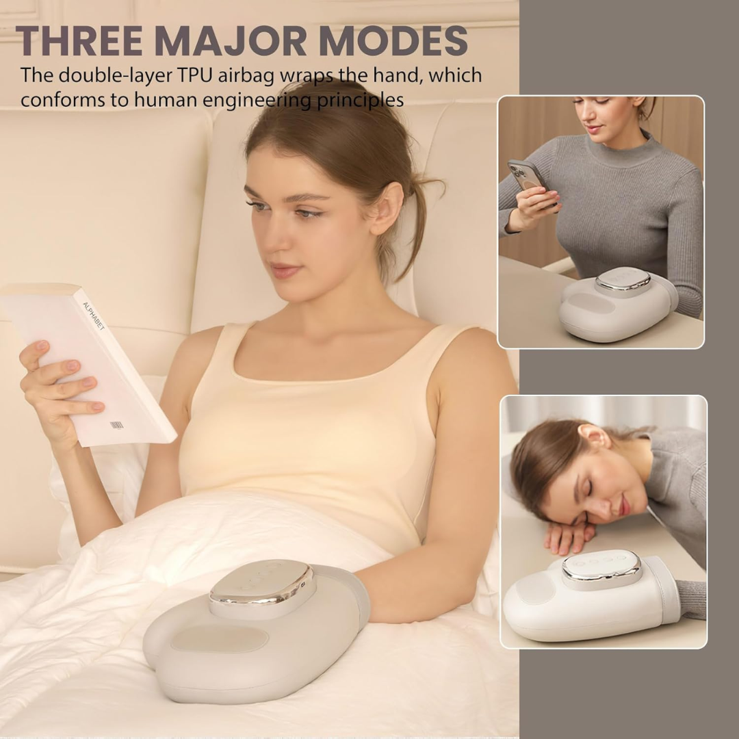 Hand Massager for Arthritis – Cordless Heat & Compression, 3 Modes, Adjustable Intensity, Wrist & Pain Relief