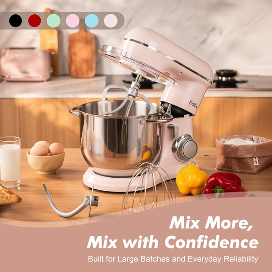 Fab by Kitchen in the Box 8L Stand Mixer, 2000W Electric Food Mixer with 10 Speeds, Dough Hook, Whisk & Beater for Home Baking, Pink