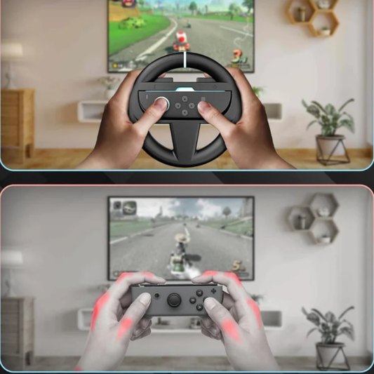 Orzly Steering Wheels – Compatible with Nintendo Switch 2 (2025 Console) – Twin Pack Racing Wheel Accessories for Joy-Con Controllers and Kart Racing Titles (2 Black Wheels)