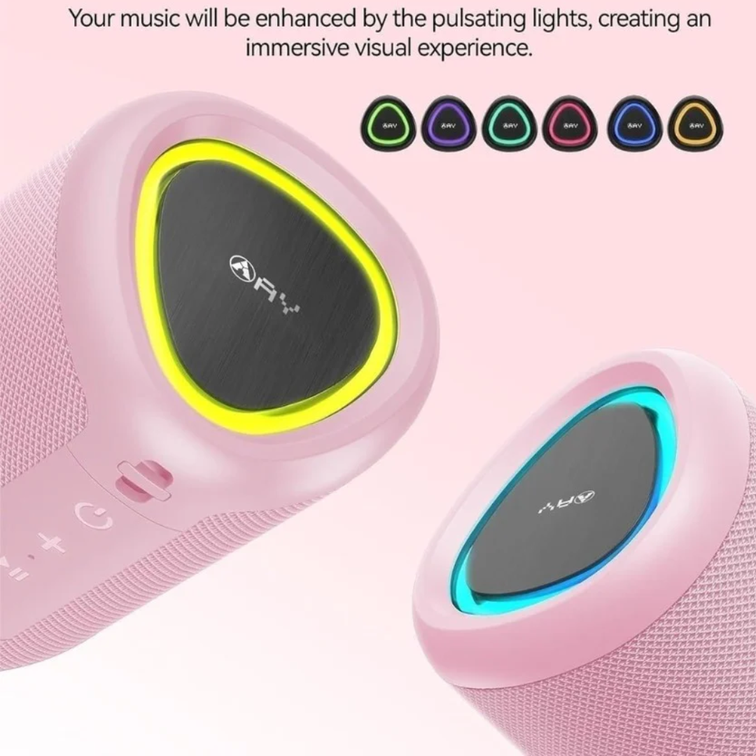 AY Portable Bluetooth Speaker with Lights, Powerful Crystal Clear Sound, IPX5 Waterproof, All Day Playtime, AUX&TF-Card Input, Bluetooth 5.3