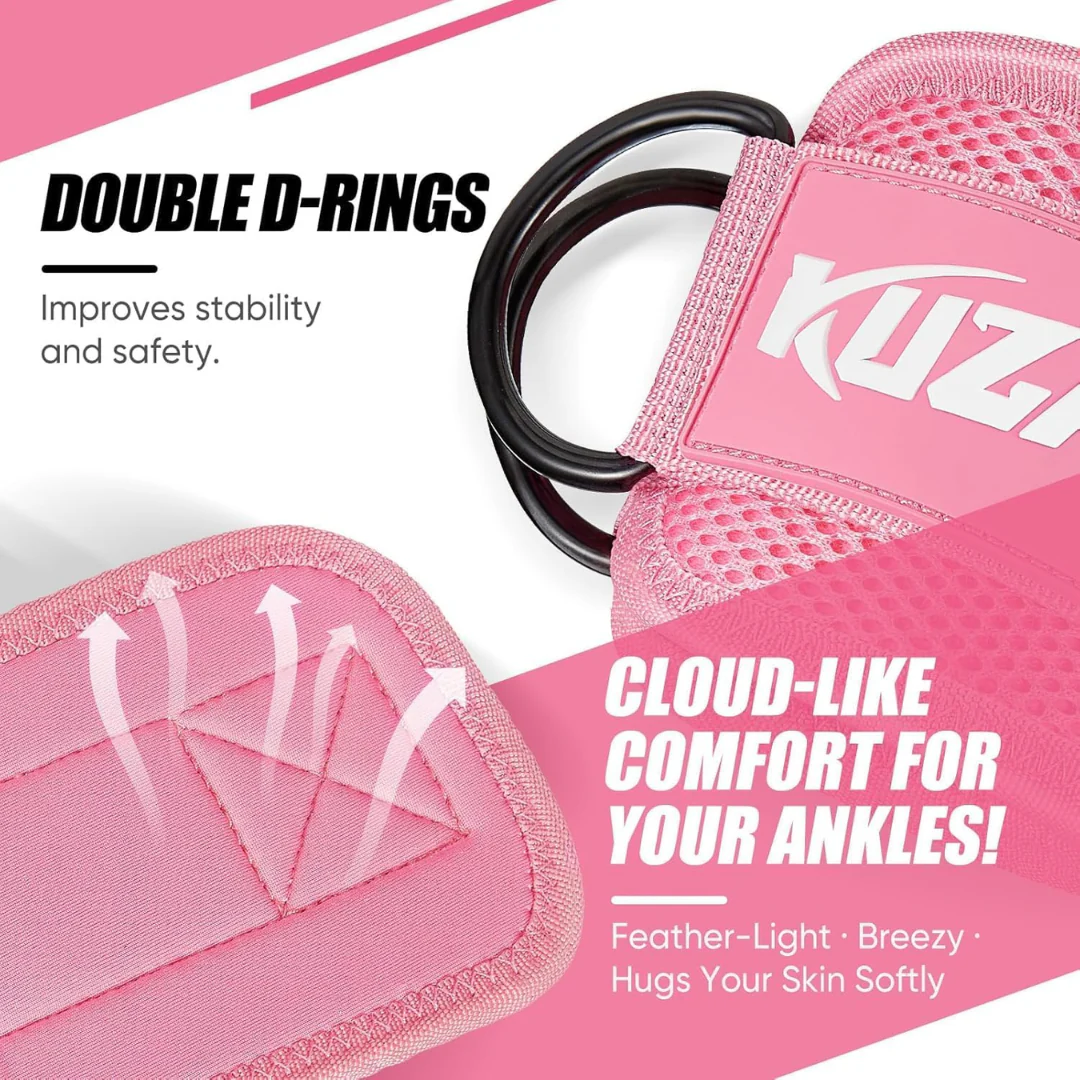 KUZARO Resistance Bands Set with Ankle Straps – Glutes & Legs Workout Bands for Home Gym