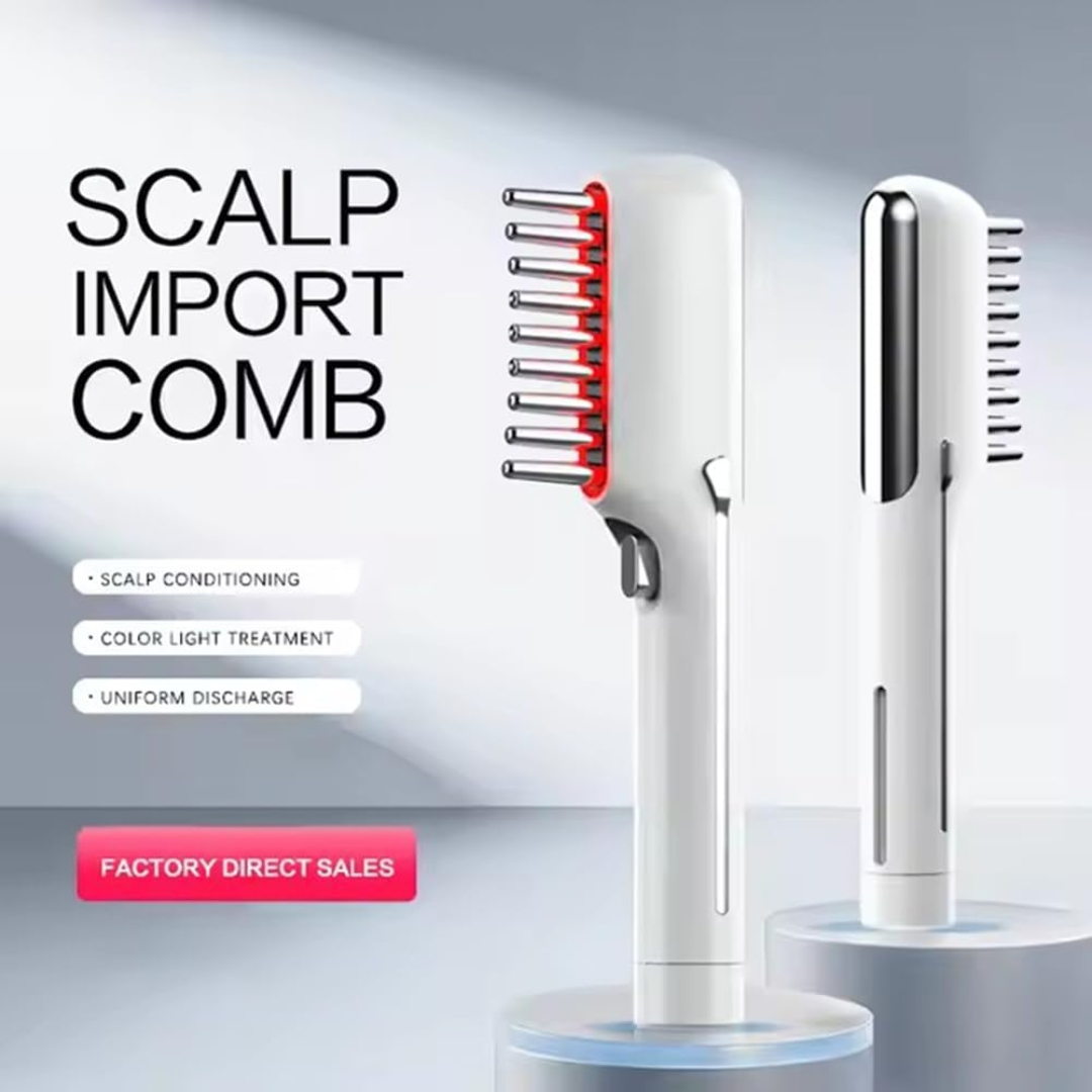 Electric Hair Growth Massage Comb – Microcurrent & LED Red Light Scalp Massager Brush