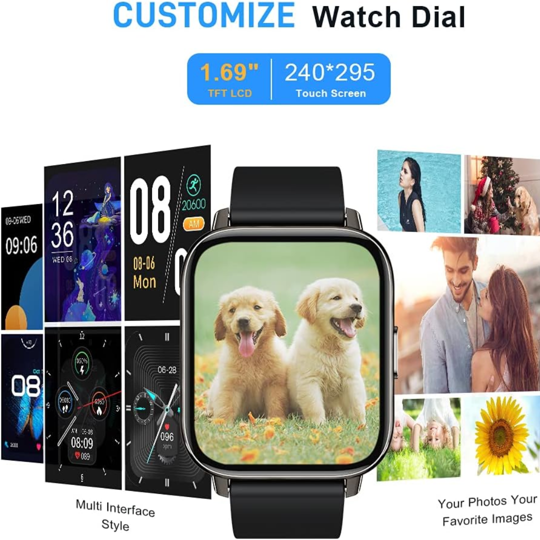 Smart Watch 1.69” Fitness Tracker – Heart Rate, Sleep Monitor & IP68 Waterproof (iOS/Android)