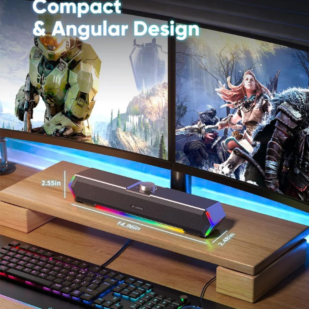LENRUE G11 PC Speakers for Desktop, Touch Lights Computer Speakers with Surge Clear Sound, USB C/USB Powered for Computer Desktop PC Laptop Monitor