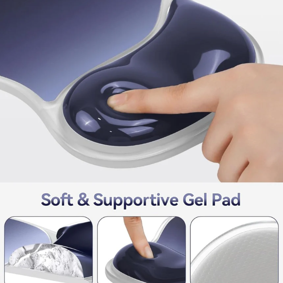 Mouse Mat Wrist Support, Ergonomic Gel Mouse Pad, Smooth PVC Surface & Non-Slip PU Base, Cooling Silicone Mousepad Wrist Rest for Computer, Laptop, Office