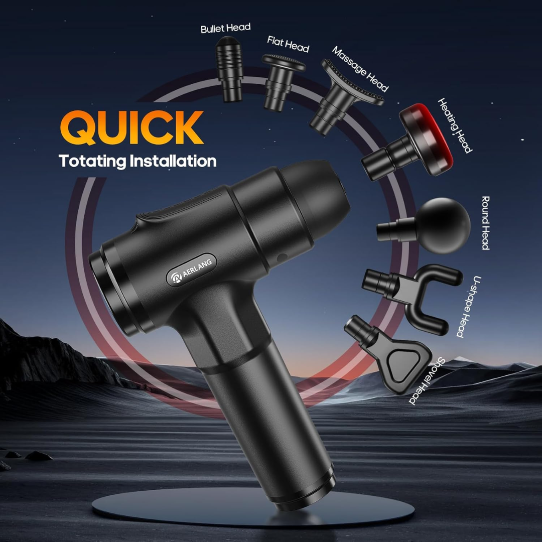 AERLANG Massage Gun with Heat – Deep Tissue Muscle Massager for Pain Relief (Home & Workout Use)