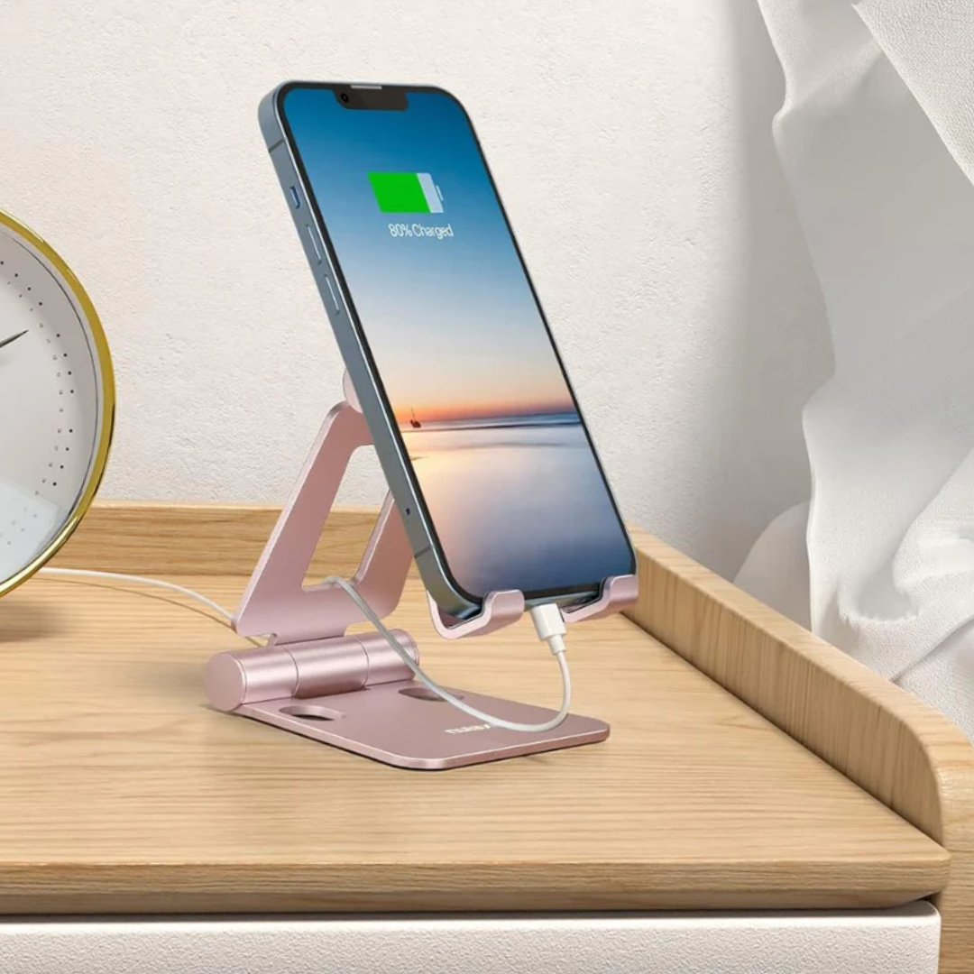 Adjustable Phone Stand for Desk, Foldable Multi-Angle Desktop Holder for Smartphones & Tablets