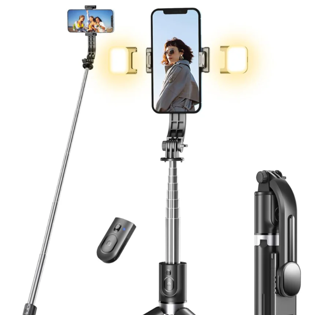 Selfie Stick Tripod with Dual LED Fill Lights, Extendable Bluetooth Remote Phone Holder for Photography, Video Recording & Live Streaming