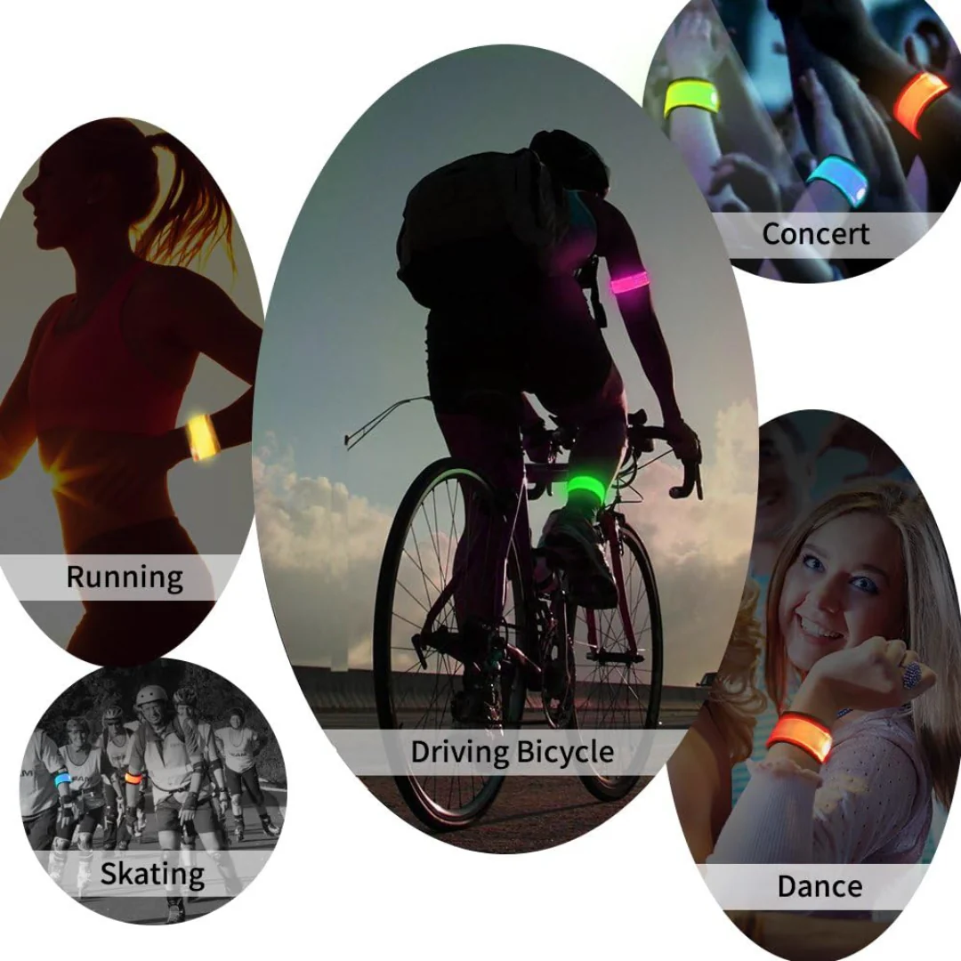 Esonstyle Pack of 6 LED Slap Bracelets – Light Up Safety Wrist Bands for Running, Cycling & Outdoor Sports