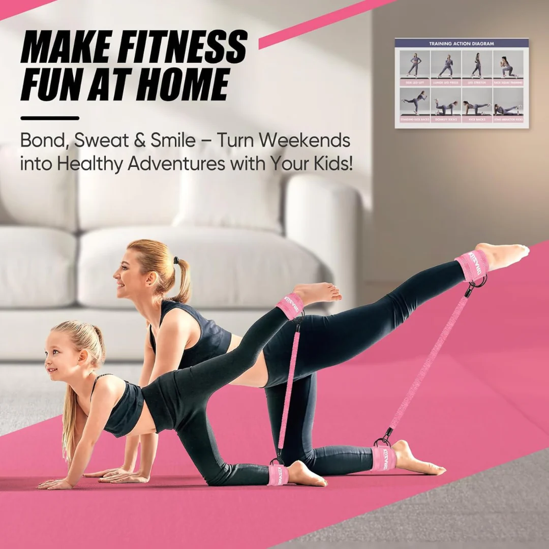 KUZARO Resistance Bands Set with Ankle Straps – Glutes & Legs Workout Bands for Home Gym