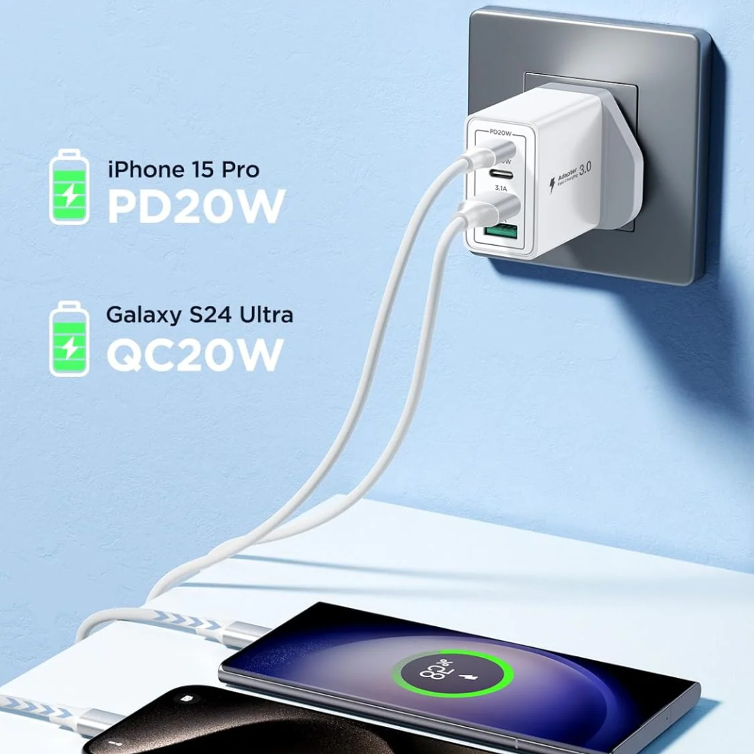 USB-C Plug Fast Charger, High-Speed Wall Adapter with Quick Charge Support for Smartphones, Tablets & USB-C Devices