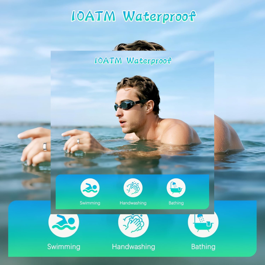 Smart Health Ring – Sleep, Heart Rate & Blood Oxygen Tracking, Waterproof Fitness Ring, Android & iOS (Size #10)