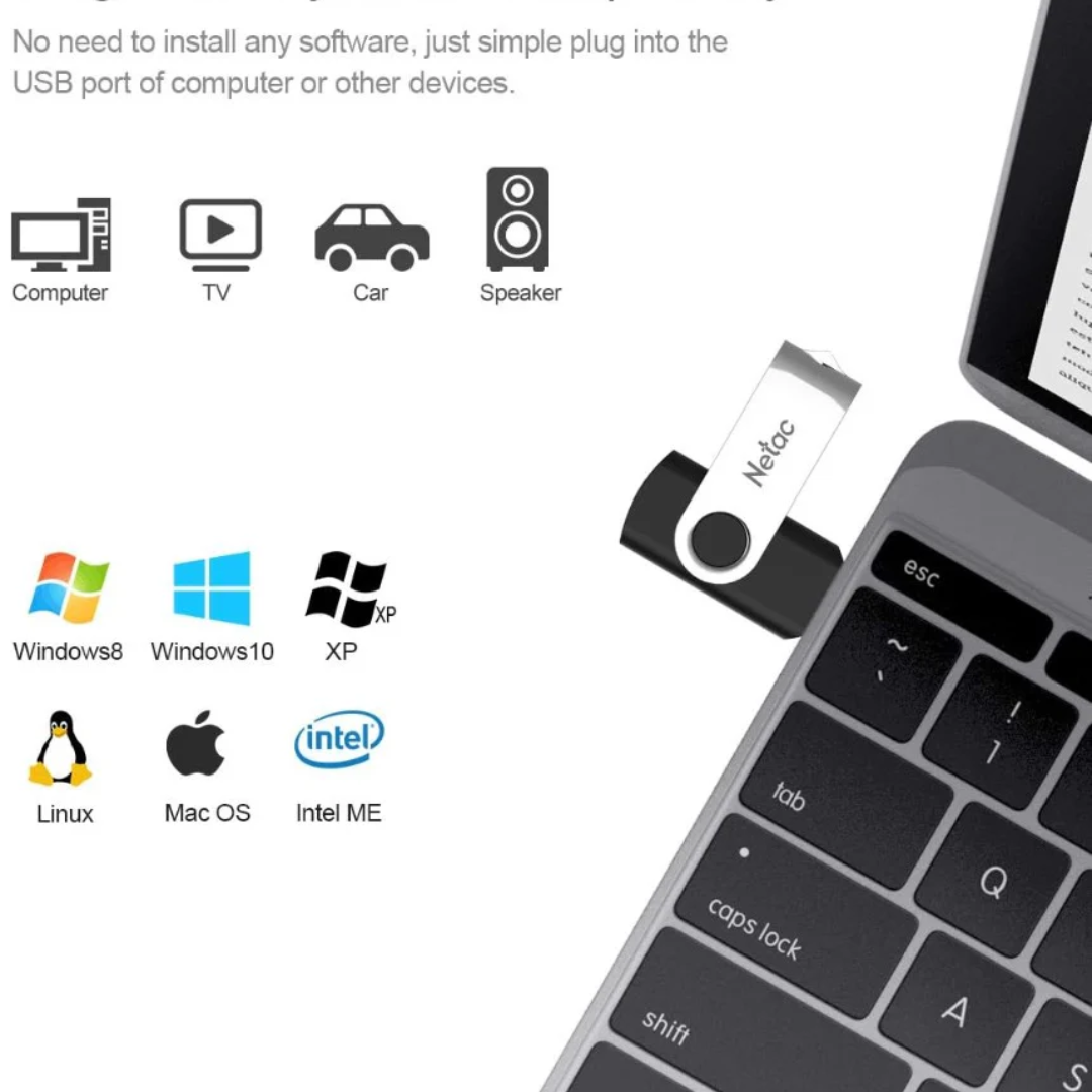 64GB USB 2.0 Flash Drive, Swivel Design Memory Sticks, Pen Drive, Usb Sticks for Data Storage, Zip Drive and jump Drive with LED Light