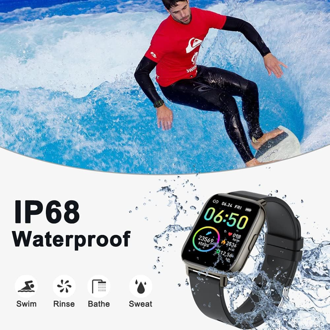 Smart Watch 1.69” Fitness Tracker – Heart Rate, Sleep Monitor & IP68 Waterproof (iOS/Android)