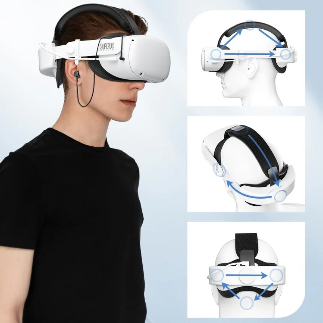 SUPERUS Elite Strap Replacement for Meta/Oculus Quest 2 - Enhanced Comfort, Reduce Head Pressure - Adjustable Hinge