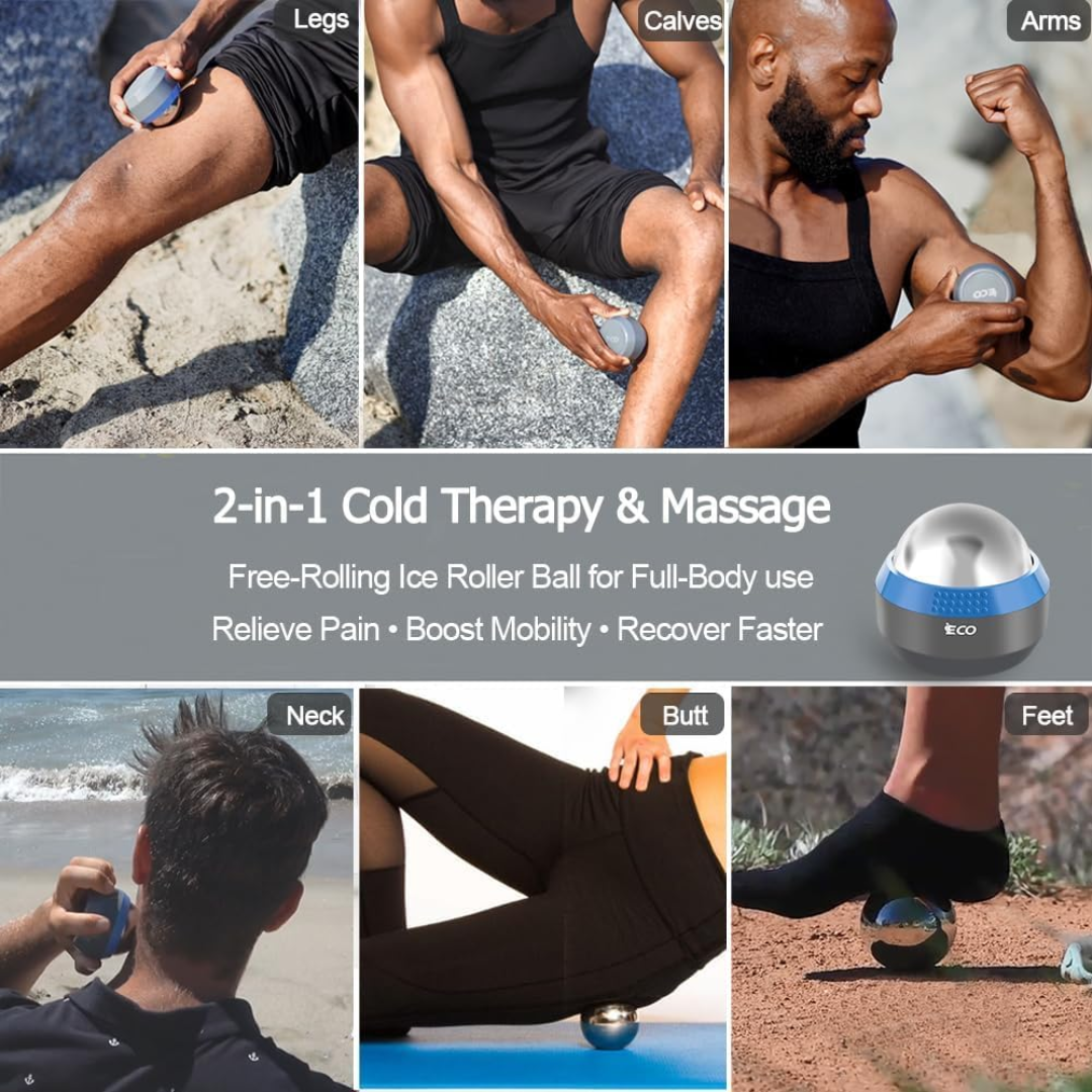 Cold Massage Roller Ball – Ice Roller for Deep Tissue Muscle Relief, Hot & Cold Therapy for Plantar Fasciitis & Pain Relief