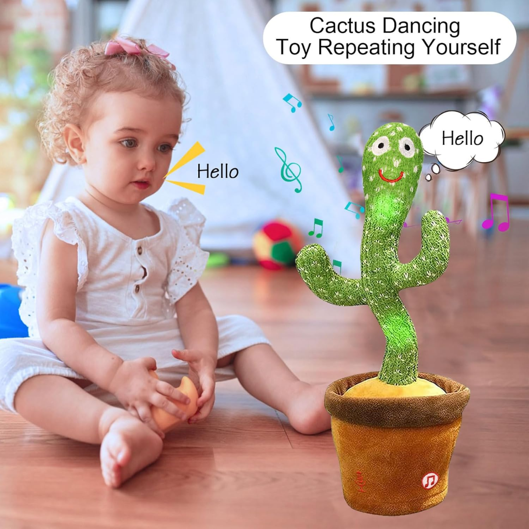 seOSTO Talking Dancing Cactus Toy – Repeat & Sing Interactive Baby Toy for Kids (Speech Encouraging Gift)